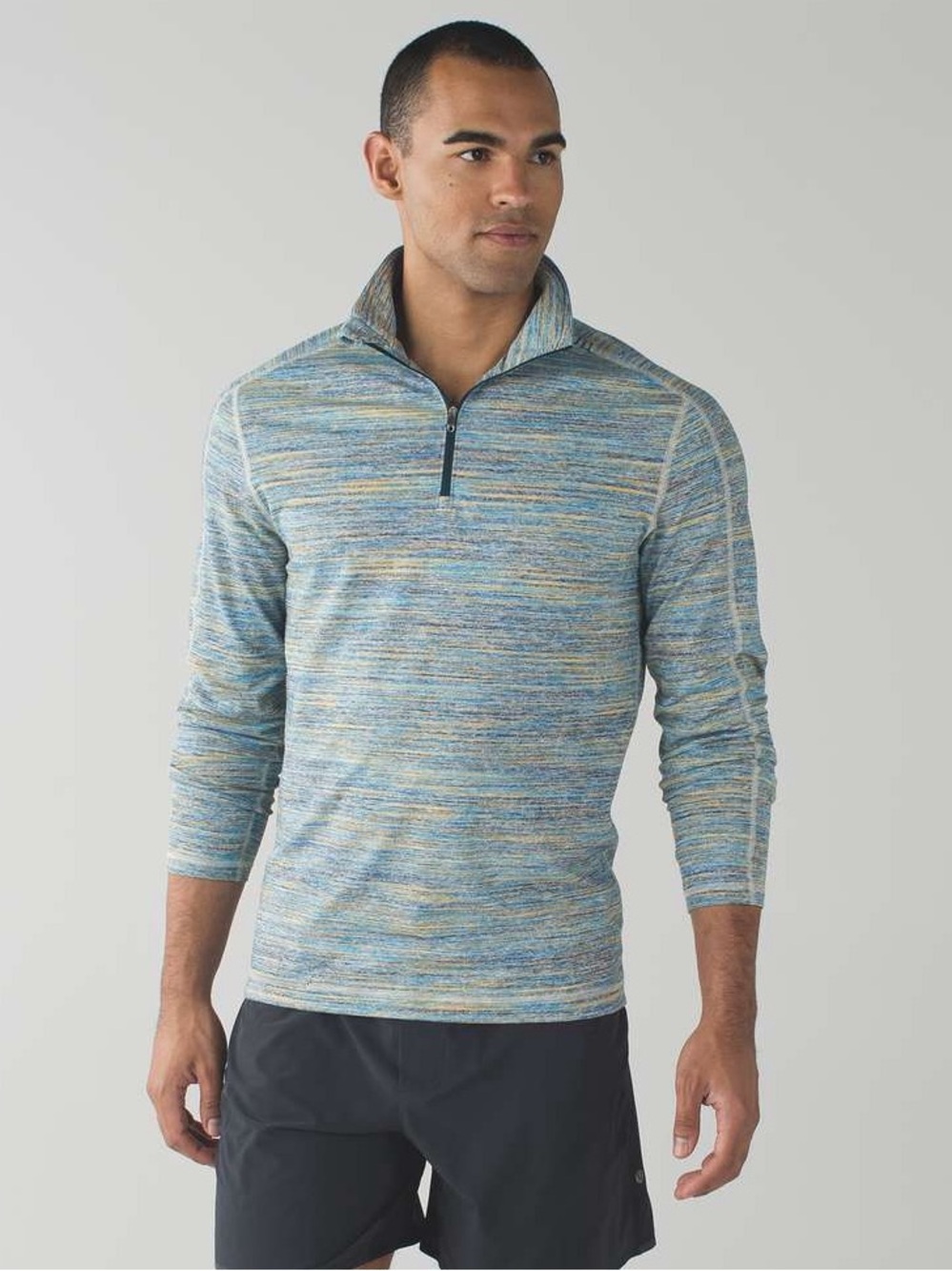 Lululemon Men’s Surge Warm 1/2 Zip Space Dye Camo Deep Navy Alberta Lake Size L